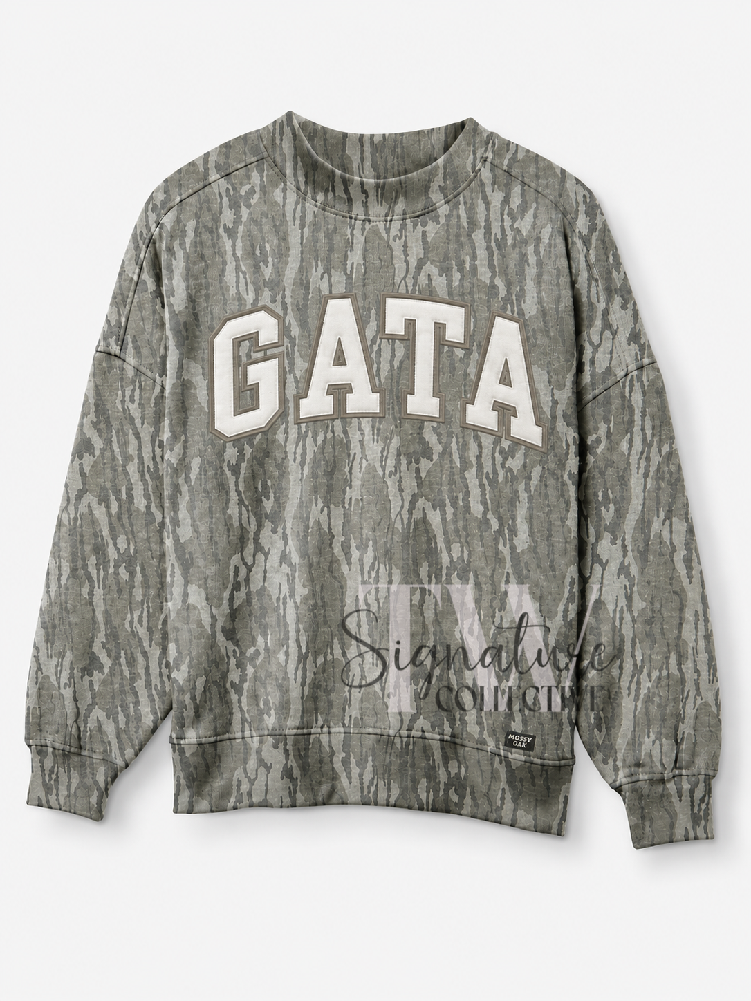 PREORDER!! Mossy Oak Bottomland applique mock neck sweatshirt