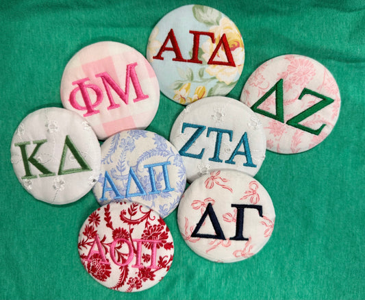 Embroidered sorority buttons